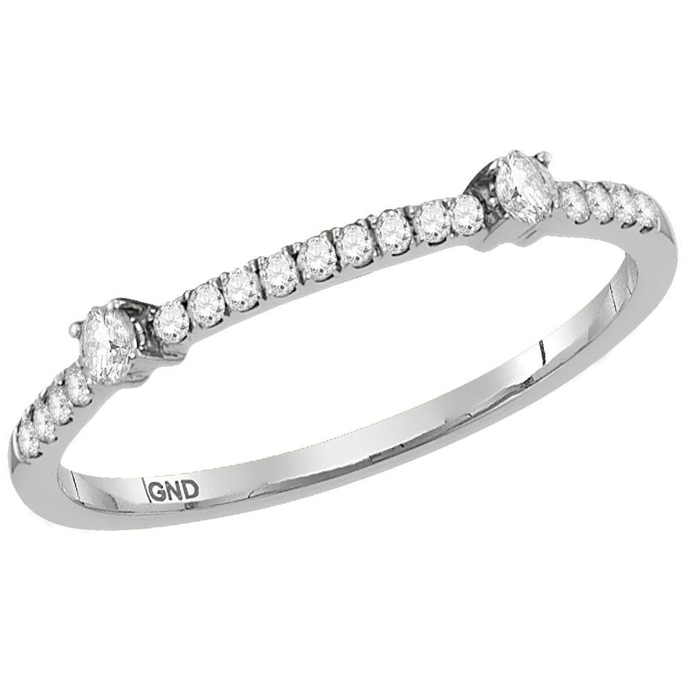 Dazzling Diamond Delight | 10kt White Gold Womens Round Diamond Single Row Stackable Band Ring 1/6 Cttw - Splendid Jewellery