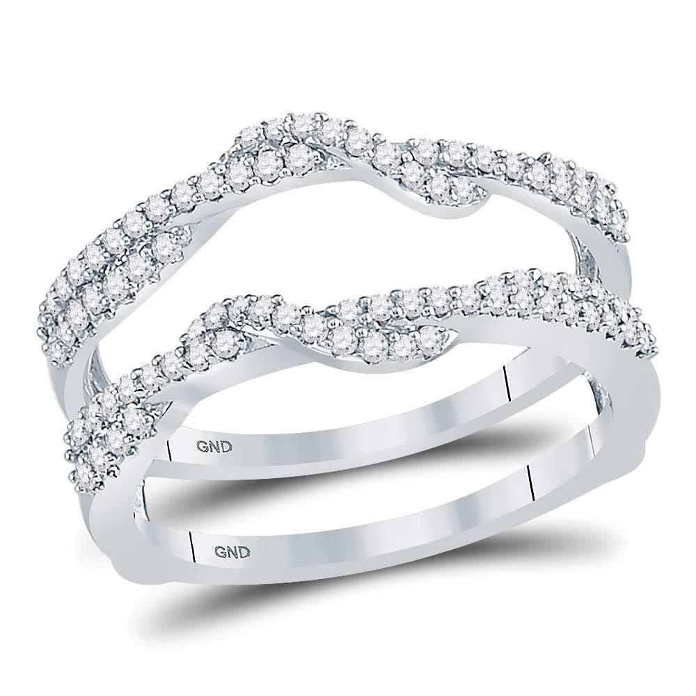 Dazzling Diamond Delight: 10kt White Gold Womens Round Diamond Solitaire Enhancer Wedding Band - Splendid Jewellery