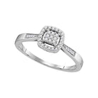 Dazzling Diamond Delight | 10kt White Gold Womens Round Diamond Square Cluster Ring 1/8 Cttw - Splendid Jewellery