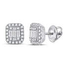 Dazzling Diamond Delight: 14kt White Gold Baguette Diamond Cluster Earrings - Splendid Jewellery