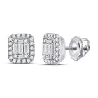 Dazzling Diamond Delight: 14kt White Gold Baguette Diamond Cluster Earrings - Splendid Jewellery