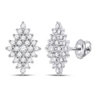 Dazzling Diamond Delight: 14kt White Gold Marquise - shape Cluster Earrings - Splendid Jewellery