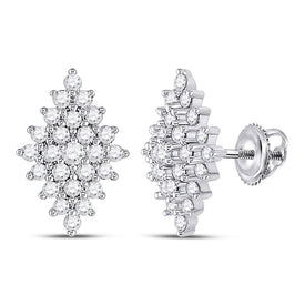 Dazzling Diamond Delight: 14kt White Gold Marquise - shape Cluster Earrings - Splendid Jewellery