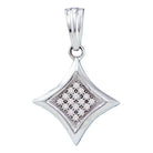 Dazzling Diamond Delight Pendant | 10kt White Gold Womens Round Diamond Diagonal Kite Square Cluster Pendant 1/20 Cttw - Splendid Jewellery