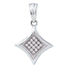 Dazzling Diamond Delight Pendant | 10kt White Gold Womens Round Diamond Diagonal Kite Square Cluster Pendant 1/20 Cttw - Splendid Jewellery