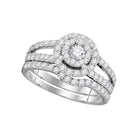 Dazzling Love | 14kt White Gold Diamond Bridal Wedding Ring Band Set 1 Cttw | Splendid Jewellery - Splendid Jewellery