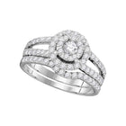 Dazzling Love | 14kt White Gold Diamond Bridal Wedding Ring Band Set 1 Cttw | Splendid Jewellery - Splendid Jewellery