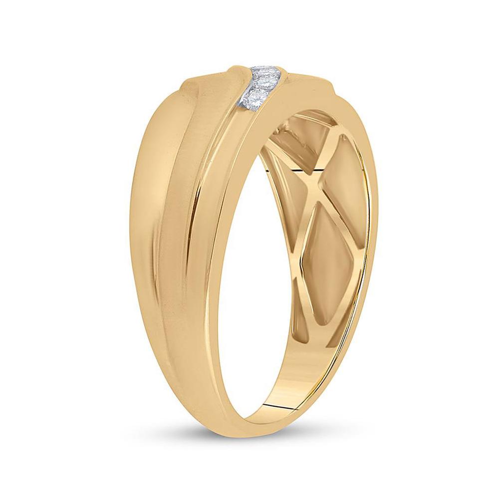 Dazzling Love Affair: 10kt Yellow Gold Men's Round Diamond Wedding Band Ring - Splendid Jewellery
