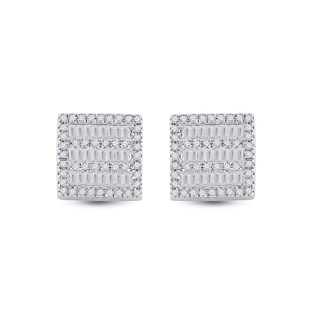 Dazzling Square Diamond Earrings in 10kt White Gold - Splendid Jewellery