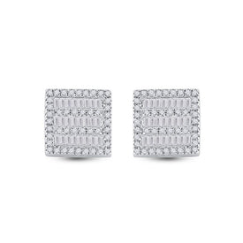 Dazzling Square Diamond Earrings in 10kt White Gold - Splendid Jewellery