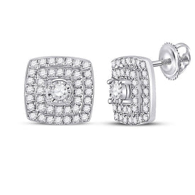 Dazzling Square Diamond Earrings in 10kt White Gold - Splendid Jewellery