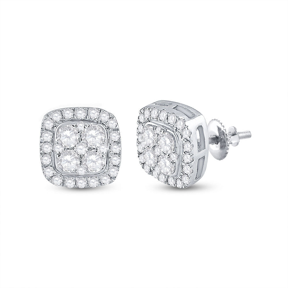 Dazzling Square Diamond Earrings in 14kt White Gold - Splendid Jewellery