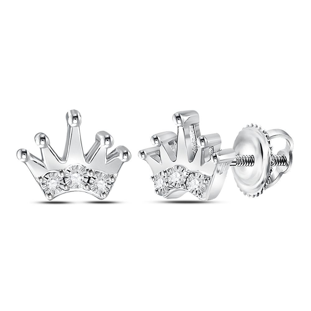 Dazzling Sterling Silver Crown Diamond Earrings - Splendid Jewellery