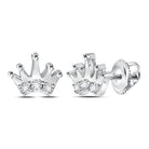 Dazzling Sterling Silver Crown Diamond Earrings - Splendid Jewellery