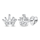 Dazzling Sterling Silver Crown Diamond Earrings - Splendid Jewellery