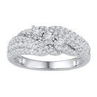 Dazzling Trio Diamond Fashion Ring | 10kt White Gold Womens Round Diamond 3 - stone Band Ring 1/2 Cttw | Splendid Jewellery - Splendid Jewellery