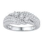 Dazzling Trio Diamond Fashion Ring | 10kt White Gold Womens Round Diamond 3 - stone Band Ring 1/2 Cttw | Splendid Jewellery - Splendid Jewellery