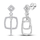 Dazzling White Gold Diamond Square Dangle Earrings - 3/8 Cttw - Splendid Jewellery