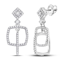 Load image into Gallery viewer, Dazzling White Gold Diamond Square Dangle Earrings - 3/8 Cttw - Splendid Jewellery