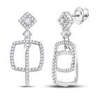 Dazzling White Gold Diamond Square Dangle Earrings - 3/8 Cttw - Splendid Jewellery