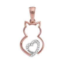 Load image into Gallery viewer, Whimsical Rose Gold Diamond Kitty Cat Pendant  Top View from Splendid Jewellery