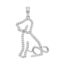 Load image into Gallery viewer, 10kt White Gold Animal Dog Puppy Pendant with Sparkling Diamond Accent Top view from the 10Kt White Gold Womens Round Diamond Animal Dog Puppy Pendant 1 5 Cttwpin208679 collection by Splendid Jewellery