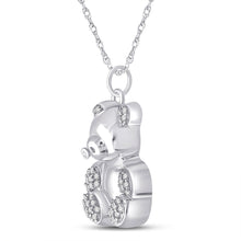 Load image into Gallery viewer, Whimsical White Gold Diamond Bear Pendant: A Charming Delight Side view from the 10Kt White Gold Womens Round Diamond Bear Animal Pendant 1 10 Cttwpin285077 collection by Splendid Jewellery