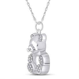 Whimsical White Gold Diamond Bear Pendant: A Charming Delight Side view from the 10Kt White Gold Womens Round Diamond Bear Animal Pendant 1 10 Cttwpin285077 collection by Splendid Jewellery