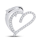 Eternal Love: 10kt White Gold Diamond Dolphin Heart Pendant Top view from the 10Kt White Gold Womens Round Diamond Heart Dolphin Pendant 1 5 Cttwpin280345 collection by Splendid Jewellery