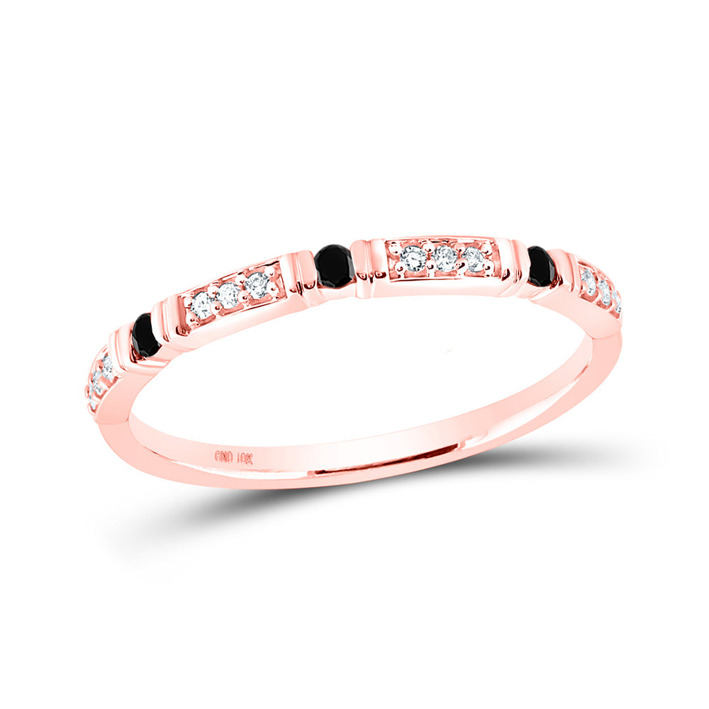 Diamond Band | 10kt Rose Gold Womens Round Black Color Enhanced Diamond Band Ring 1/10 Cttw | Splendid Jewellery GND