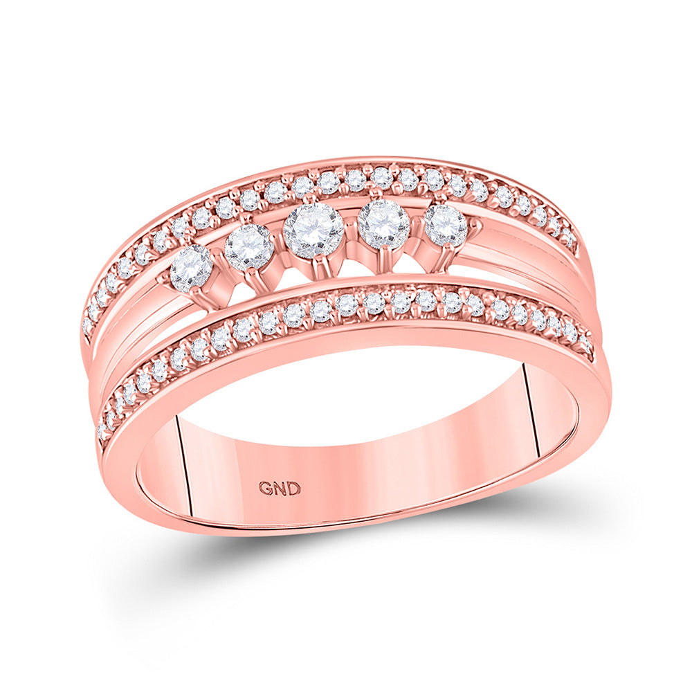Diamond Band | 10kt Rose Gold Womens Round Diamond 5-Stone Band Ring 1/3 Cttw | Splendid Jewellery GND