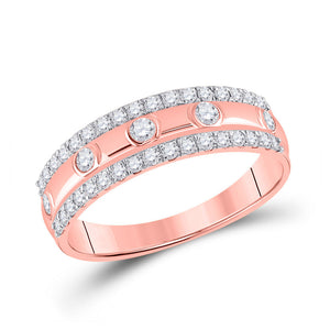 Diamond Band | 10kt Rose Gold Womens Round Diamond Anniversary Ring 1/2 Cttw | Splendid Jewellery GND