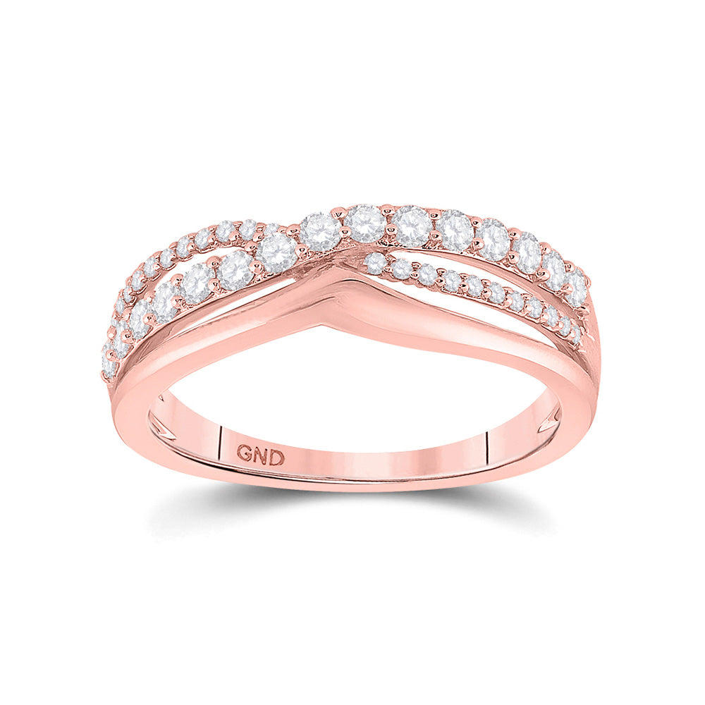 Diamond Band | 10kt Rose Gold Womens Round Diamond Band Ring 1/2 Cttw | Splendid Jewellery GND