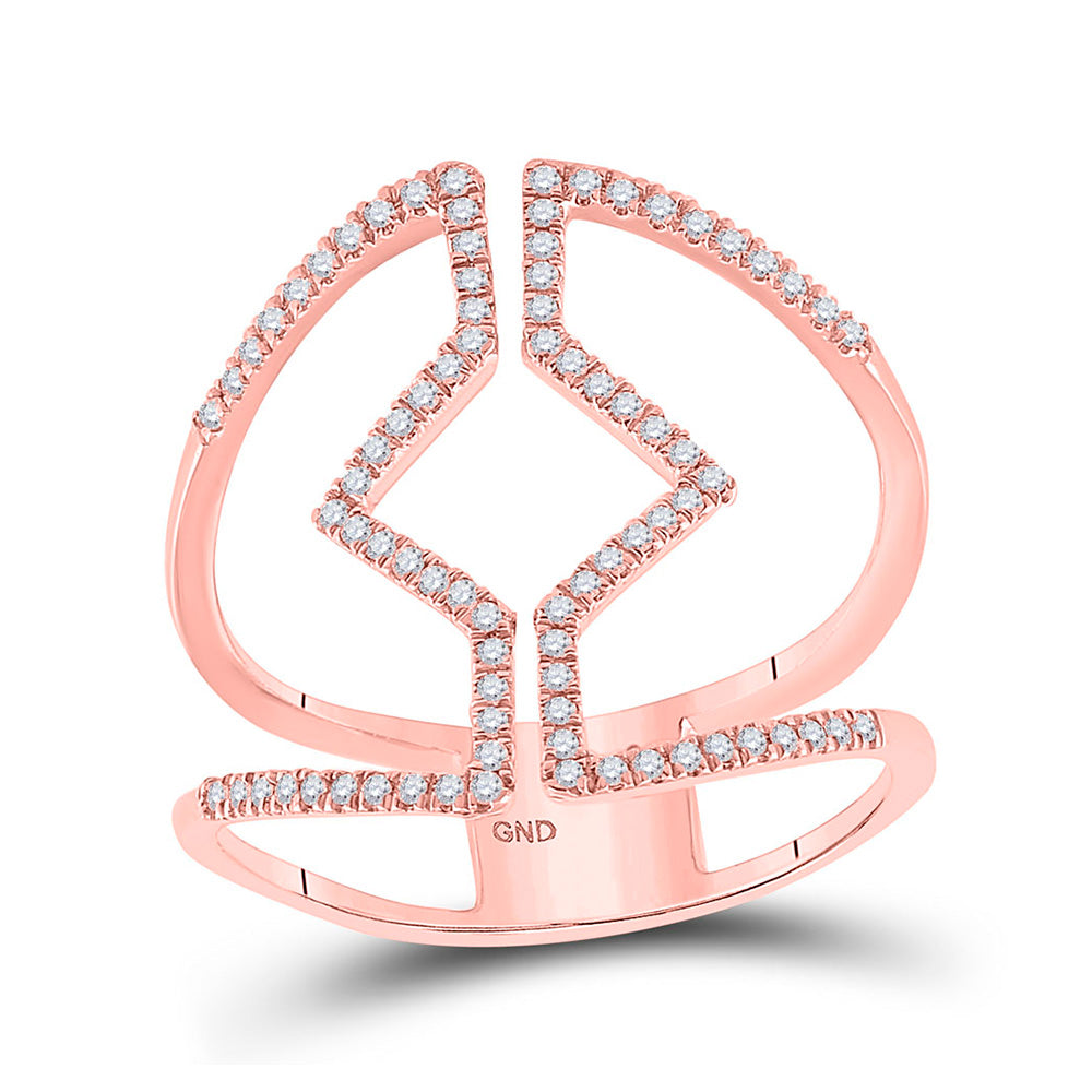 Diamond Band | 10kt Rose Gold Womens Round Diamond Bisected Negative Space Band Ring 1/4 Cttw | Splendid Jewellery GND
