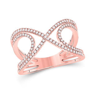 Diamond Band | 10kt Rose Gold Womens Round Diamond Crossover Fashion Ring 1/3 Cttw | Splendid Jewellery GND
