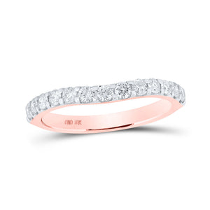 Diamond Band | 10kt Rose Gold Womens Round Diamond Curved Band Ring 1/2 Cttw | Splendid Jewellery GND