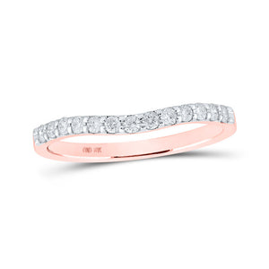 Diamond Band | 10kt Rose Gold Womens Round Diamond Curved Band Ring 1/4 Cttw | Splendid Jewellery GND