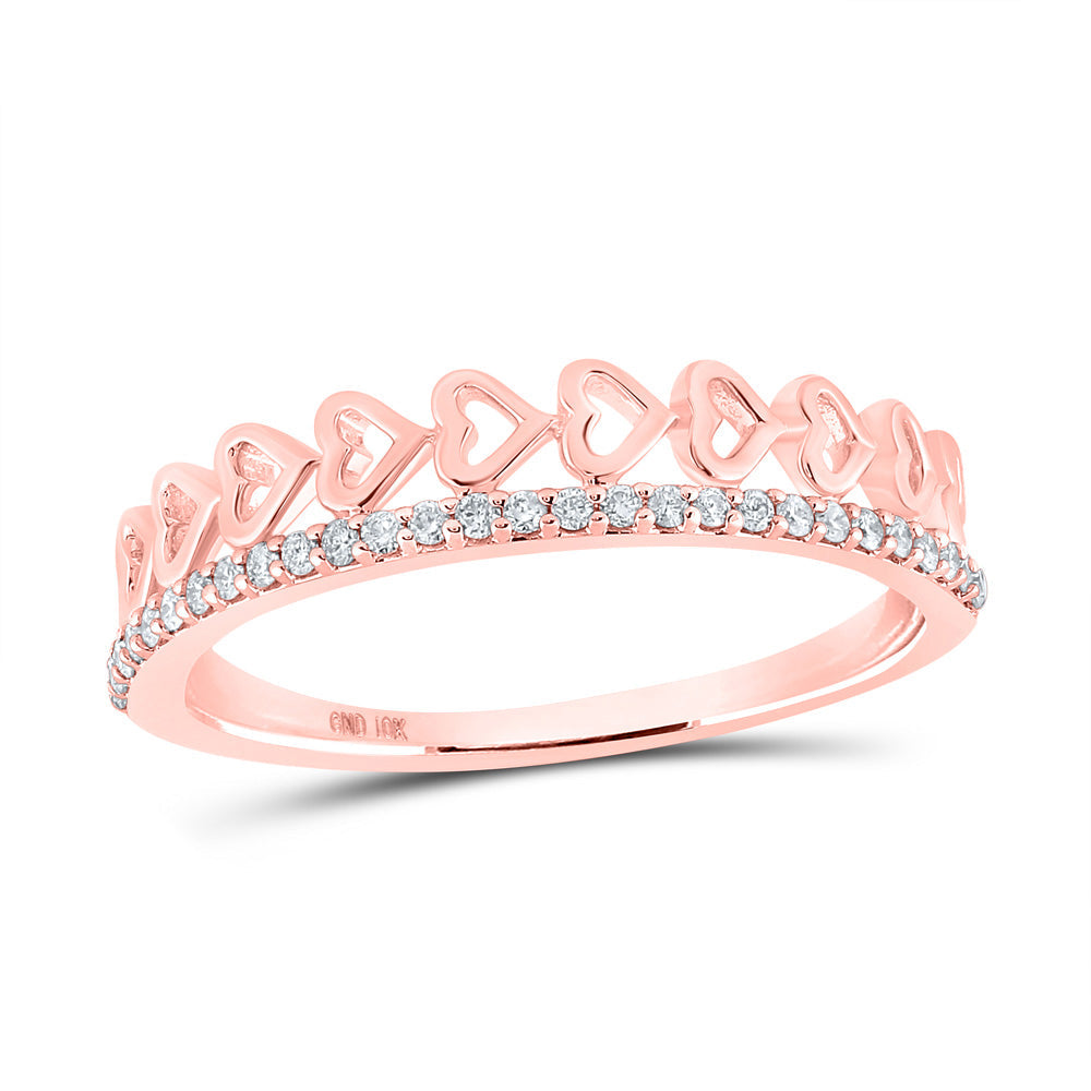 Diamond Band | 10kt Rose Gold Womens Round Diamond Heart Band Ring 1/6 Cttw | Splendid Jewellery GND