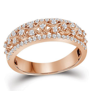 Diamond Band | 10kt Rose Gold Womens Round Diamond Roped Woven Band Ring 1/2 Cttw | Splendid Jewellery GND