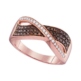 Radiant Red Diamond Crossover Band Ring Top View from Splendid Jewellery