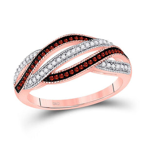 Diamond Band | 10kt Rose Gold Womens Round Red Color Enhanced Diamond Fashion Band Ring 1/4 Cttw | Splendid Jewellery GND