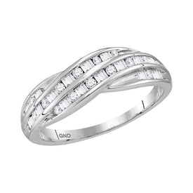 Splendid Jewellery 10kt White Gold Women's Diamond Crossover Band Ring Top View from Splendid Jewellery
