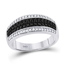 Load image into Gallery viewer, Mystic Noir Diamond Band | 10kt White Gold Womens Round Black Color Enhanced Diamond Band Ring 1/2 Cttw Top View from Splendid Jewellery