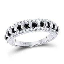 Load image into Gallery viewer, Symmetrical Beauty | 10kt White Gold Womens Diamond Band Ring 1/2 Cttw Top View from Splendid Jewellery