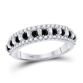 Symmetrical Beauty | 10kt White Gold Womens Diamond Band Ring 1/2 Cttw Top View from Splendid Jewellery