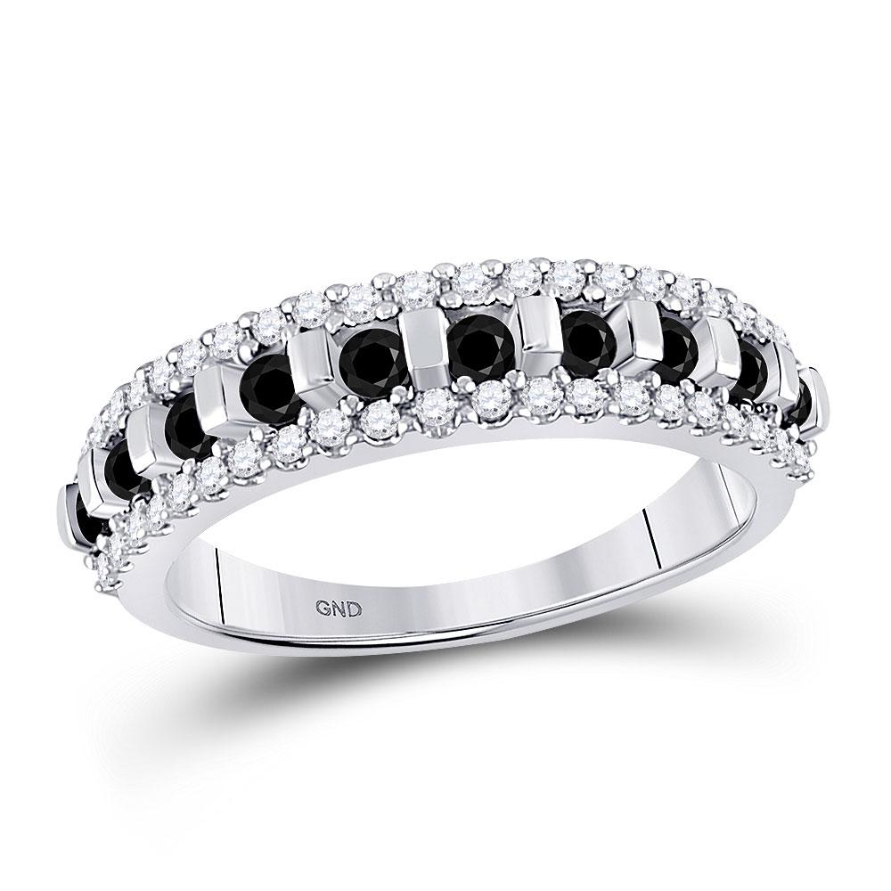 Diamond Band | 10kt White Gold Womens Round Black Color Enhanced Diamond Symmetrical Band Ring 1/2 Cttw | Splendid Jewellery GND