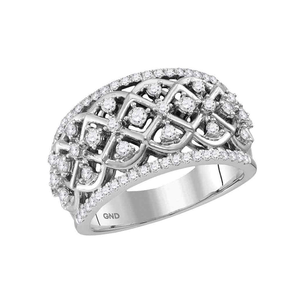 Diamond Band | 10kt White Gold Womens Round Diamond Anniversary Ring 3/4 Cttw | Splendid Jewellery GND