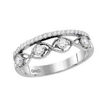 Load image into Gallery viewer, Sparkling Elegance: 10kt White Gold Womens Round Diamond Band Ring 1/2 Cttw Top view from the 10Kt White Gold Womens Round Diamond Band Ring 1 2 Cttwpin228602 collection by Splendid Jewellery