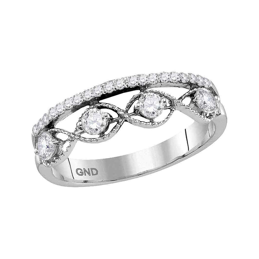 Diamond Band | 10kt White Gold Womens Round Diamond Band Ring 1/2 Cttw | Splendid Jewellery GND