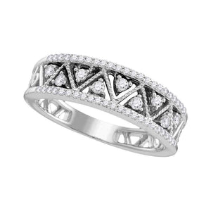 Diamond Band | 10kt White Gold Womens Round Diamond Geometric Band Ring 1/3 Cttw | Splendid Jewellery GND